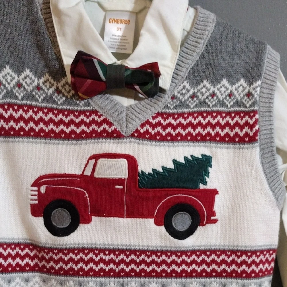 Festive Red Truck Sweater Vest Outfit - Picture 3 of 4
